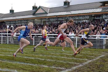 Craig Sowerby winning the second cross-tie from John Cunningham.