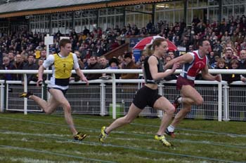 Karen Steede winning the fourth cross-tie from Ian Smith.