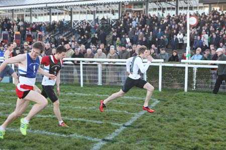 Leigh Marshall winning second cross-tie from Duncan Cleat (blue vest) and Steven Charters.