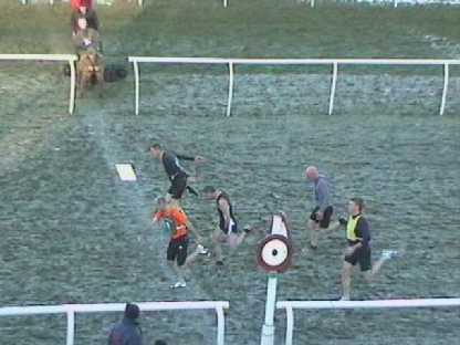 Paul Donaghy winning the 90 metres Veterans Final.
