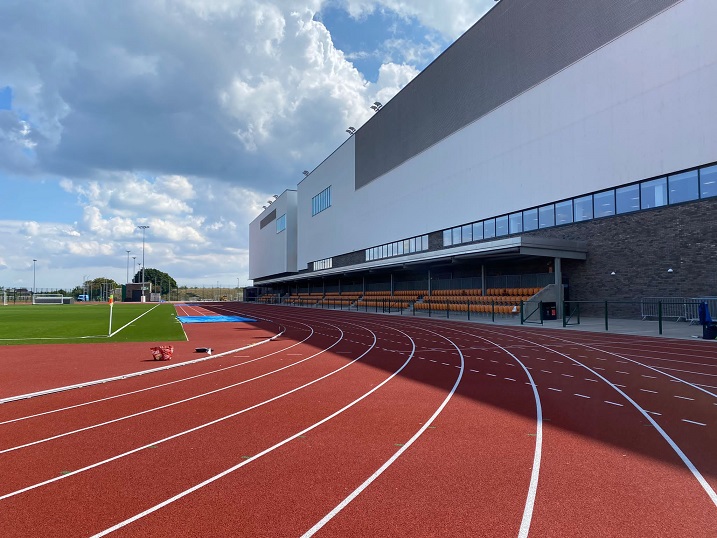 Approaching the home straight at the new Meadowbank Sports Centre.