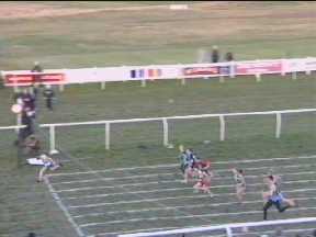 B. Mulgrew demolishing the field in the 90m Youths final.